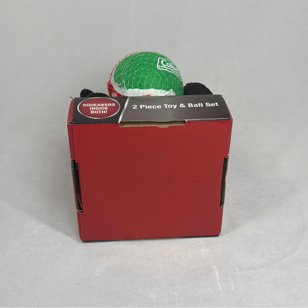 Coleman Christmas Santa Squeaker Tennis Ball 2‎ Piece Set, New